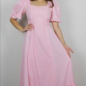 vintage pink and white gingham dress